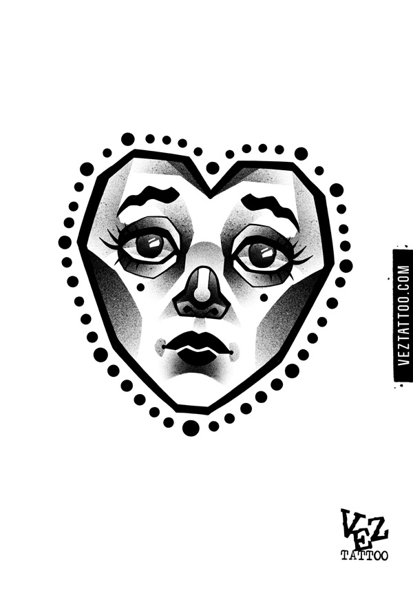 Serce z twarzą i symbolem