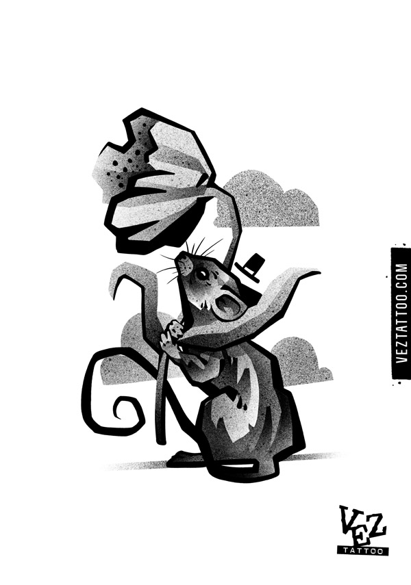 Mysz z parasolką i kapeluszem