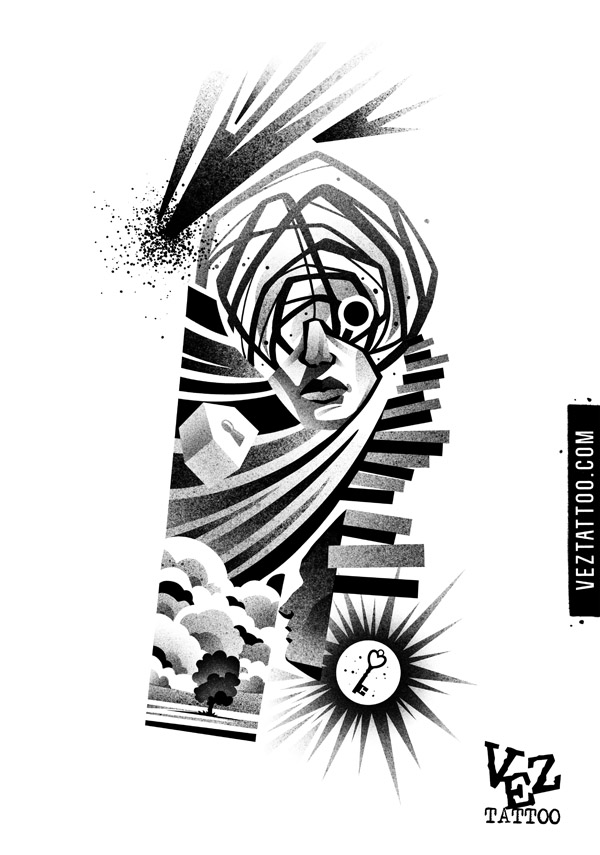 Portret z kluczem i drzewem