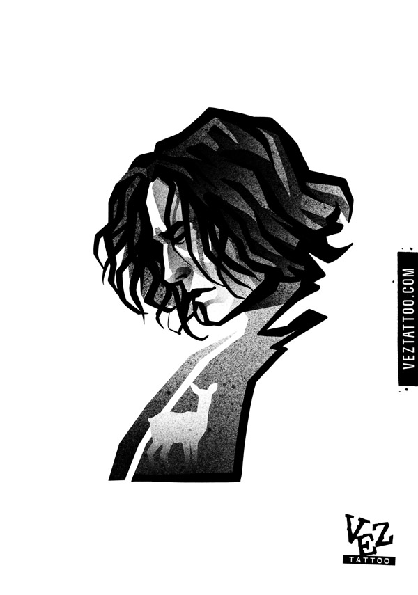 Jeleń i portret kobiety